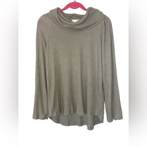 Maeve by Anthropologie Green Ribbed Cowl Neck Sweater Bell Sleeve Medium